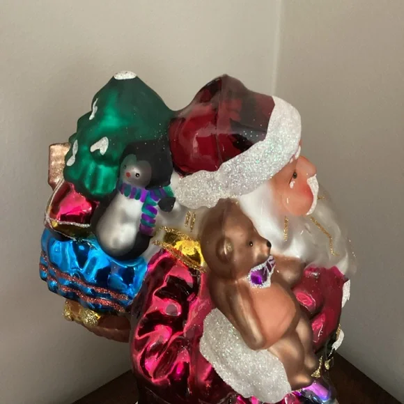 Thomas Pacconi Classics Santa Claus Hand Blown figurine wooden base vintage 14”